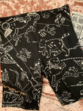 these are soft, comfy, biker shorts with a astrology pattern